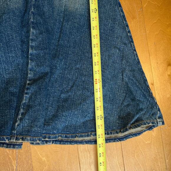 Vtg 90s BISOU BISOU Blue Faded Stretch Cotton Denim Mermaid Maxi Skirt 10 - Picture 10 of 11